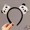 Faixa de cabeça fofa com orelhas de panda para lavar o rosto, faixa de cabeça de pelúcia de desenho animado com coroa alta para mulheres, faixa para maquiagem e lavar o cabelo, acessório de cabelo