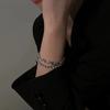 Pulsera de doble capa con incrustaciones de diamantes para hombre para mujer Estilo cool Ins Pulsera metálica Joyería de mano elegante personalizada Joyería versátil