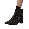 Versión de Cuero Suave~Elegante Temperamento Adelgazante Moda Versátil Para el Trabajo Botines Ajustados para Mujer Cremallera Trasera Botines Cortos Botas de Moda Zapatos de Mujer