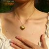 Cadena para Clavícula con Forma de Corazón Estilo Francés, Cadena de Corazón Versátil Estilo Ins Chapada en Oro de 18 Quilates con Textura Cepillada