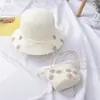 Nuevo Sombrero de Sol de Paja para Niños de Verano Sombrero de Sol para Playa Bolsa de Paja Set de Dos Piezas