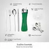 Juego de Cubiertos de Acero Inoxidable de Cuatro Piezas con Bolsa de Almacenamiento, Juego de Cantimplora Portátil para Viaje, Palillos, Cuchara, Cubiertos para el Hogar