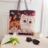 Bolso de Lona Bordado Floral para Mujer, Moderno Bolso de Hombro Grande Floral Simple Estilo Myanmar y Tailandia