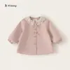 Roupas Infantis You Bao Estilo Coreano Jaqueta para Meninas Gola Boneca de Renda Top para Crianças Pequenas Primavera e Outono Laço Roupas Infantis Delicadas