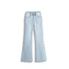 Jeans Delgados Rectos de Pierna Ancha, No Ajustados, de Tencel con Lentejuelas y Tecnología de Estampado Plateado, Pantalones Largos Delgados de Verano 2026 585