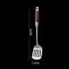 Espátula de Acero Inoxidable con Patrón de Madera y Mango de Madera Engrosado, Espátula de Cocina, Cuchara Sopera, Espumadera, Utensilios de Cocina para el Hogar, Set de Espátulas para Freír, Vajilla
