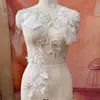 Oro Champagne Blanco Transparente Lentejuela Bordado de Coche Encaje Vestido de Novia Reparación