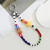 Cadena de teléfono creativa nueva de macarrón hecha a mano con cuentas, llavero de cuentas acrílicas, colgante para bolso, cordón para teléfono