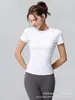 Camiseta Esportiva Feminina de Verão Alta Elasticidade Secagem Rápida Respirável para Pilates Treinamento Yoga Fitness Top