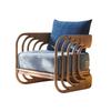 Sofá Individual Grueso de Ratán Estilo Retro Natural Estilo Wabi-Sabi Mueble de Sala de Estar Medieval para B&B Silla Sofá de Ratán Silla de Ratán Juego de Tres Piezas