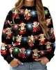 Popular Sudadera Cruzada Europea y Americana Otoño e Invierno Nueva Sudadera Pulóver con Cuello Redondo de Moda Estampado 3D para Mujer Navidad Calle