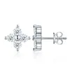 Brincos de Prata S925 Estrela e Lua, Doces e Descolados, Totalmente Cravejados com Moissanite, Design Assimétrico, Personalidade Única, Brincos para Meninas Modernas, Corte Marquise