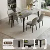 Mesa de Jantar em Rocha Natural 2026 Novo Modelo Moderno Pequeno Apartamento Mesa de Jantar Retangular Combinação de Mesa e Cadeiras