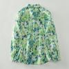 Foto Real de Camisa Floral Verde de Ramio Natural de Alto Hilo Camisa Estampada Top Delgado Suelto de Primavera para Mujer