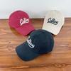 Sombrero de Mujer Corea del Sur Letra Bordada Ala Ancha Copa Suave Gorra de Béisbol Americano Vintage Cabeza Grande Cara Pequeña Gorra de Hombre