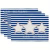 Mantel individual con estampado de estrellas rojas y azules, con diseño de estrellas y zapatos de cuero a rayas, con estampado de enanos, de lino y aislamiento térmico, para el Día de la Independencia de EE. UU.
