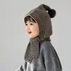 Gorro y Bufanda Todo en Uno para Niños Otoño e Invierno Niños y Niñas Gorro Tejido Gorro de Lana Gorro con Protección para las Orejas Gorro Caliente para Bebé