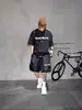 Camiseta de Manga Corta de Cinco Puntos de Peso Pesado para Hombre, Marca de Tendencia Estilo Americano, Corte Amplio Holgado, Camiseta Vintage de Corte Ancho