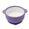 Tazón Cerámico Infantil Apto para Microondas con Ventosa Fuerte de Silicona, Tazón de Silicona con Doble Asa para Cocinar al Vapor, Tazón Anticaídas para Comida Complementaria de Bebé
