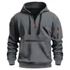 Código Europeu Transfronteiriço Outono e Inverno Novo Moletom com Capuz Masculino Zíper Múltiplos Bolsos Comércio Exterior Esportivo Casual Jaqueta com Capuz