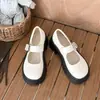 Sapatos de Couro Elegantes e Modernos Estilo Francês com Salto Bloco e Plataforma Grossa para Mulheres, Novos Sapatos de Salto Alto Redondos Mary Jane Single para Primavera e Outono 2025