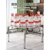 Mesa de Comedor Redonda Plegable de Acero Inoxidable Espesor 304 Mesa de Comedor con Plato Giratorio Externo Mesa de Comedor para Hogar Restaurante Puesto de Comida Mesa de Bar Móvil