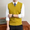 Colete de lã com decote em V outono casual de negócios uniforme de trabalho de recepção temperamento profissional suéter de inverno para homens e mulheres
