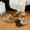 Zapatos de mujer estilo Birkenstock con estampado de leopardo retro y bloques de color, forro de felpa, colección otoño/invierno 2026, punta redonda, suela suave, aptos para ir al trabajo, cálidos y cómodos, estilo slip-on