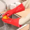 Guantes cálidos de forro polar todo en uno para invierno para tareas del hogar, lavandería y uso en la cocina; guantes de goma extra largos, duraderos e impermeables para lavar platos