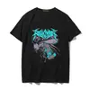 Nuevos Productos Europeos y Americanos 2025 Estilo Gótico Europeo y Americano Top de Diablo Manga Corta Casual Top de una Pieza Algodón Negro Cuello Redondo