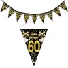 Faixa de Aniversário Transfronteiriça para 18º, 30º, 40º, 50º, 60º, 70º Aniversário, Faixa Triangular Preta e Dourada