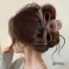 Pinza de Pelo Grande de Felpa Estilo Francés para Mujer, Sensación de Alta Gama, Adecuada para Cabello Grueso, Elegante Pinza de Tiburón Accesorio para el Cabello para la Parte Posterior de la Cabeza