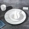 Vajilla de cerámica para hotel, venta al por mayor, juego de cuencos y platos blancos puros, vajilla creativa para restaurante con logotipo.