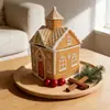 Tarro de cerámica para galletas y dulces navideños pintado a mano, ideal para guardar comida navideña y adornos navideños.