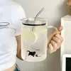 Vaso de vidrio de gran capacidad ml para uso doméstico, vaso para jugo y bebidas, nuevo vaso con popote de alta apariencia para mujer, adecuado para preparar té