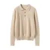 Elegante y Versátil Suéter de Cachemira para Mujer, Otoño e Invierno 2025, Suéter de Punto con Cuello Polo, Camisa Base, Suéter Ajustado