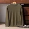 Suéter de Cashmere 100% Puro de Luxo para Homens, Fio Floral, Gola Semi-Alta, Casual de Negócios, Tricô de Caimento Solto, Camisa de Base