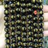 Ágata negra seis caracteres mantra cuentas sueltas accesorios para joyería diy ágata bronceado cuentas con cuentas sánscritas productos semiacabados al por mayor