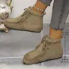 Novas Botas Curtas de Algodão com Solado Plano de Tamanho Grande para Mulheres com Acabamento em Pelo, Espessadas e Forradas, Botas de Neve com Cadarço, Venda Direta do Fabricante