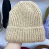 Chapéu Pulôver Quente Outono e Inverno Estilo Coreano Tricotado Colorido Contendo 20% Lã ~ Moda de Inverno Versátil Chapéu de Lã com Riscas Finas