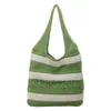 Bolso de Mano con Diseño Rayado Hueco Simple Transfronterizo Bolso de Hombro Verano Bolso Tejido de Nicho Bolso Tejido de Amazon