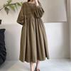 Estilo Japonés Industria Pesada Bordado Encaje Pana Vestido Estilo Bosque Dulce Vestido Baby Doll Estilo Literario Retro Otoño e Invierno Engrosamiento