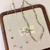 Collar de Cuentas de Piedra Natural Fresco de Primavera y Verano Nicho Versátil para Apilar Piedra Lunar Verde Cadena Clavícula Accesorios de Collar para Mujer