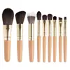 Mini Set de 9 Brochas de Maquillaje para Principiantes, Set Portátil de Viaje, Set Completo de Brochas Difuminadoras de Cerdas Suaves
