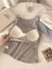 Camisola de encaje con escote en V para primavera y verano, diseño con dobladillo curvo, prenda exterior, tirantes anchos, interior a juego 86084