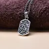 Prata de Lei S925 Tag de Cavaleiro Crânio Retrô Colar Masculino Punk Punk de Nicho para Motociclista Personalizado Atacado