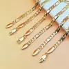 Pulseira de Corrente para Casal Masculina e Feminina da Moda Europeia e Americana Mais Vendida Transfronteiriça Corrente Cubana Plana Banhada a Ouro 18K Cobre