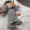 2026 Conjunto de Ropa Interior Térmica para Niños Rayas Ropa de Otoño y Pantalones Moda Casual Infantil Dibujos Animados Conjunto de Dos Piezas Moderno
