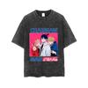 Camiseta de Motosierra Manga Corta Hombre Suelta Chainsaw Man Cómic Algodón Hombre y Mujer Pochita Anime Lavada Vieja