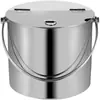 Balde de Aço Inoxidável Espessado com Tampa Articulada para Água com Açúcar, Balde de Gelo com Alça, Balde para Loja de Chá de Leite, Balde Doméstico para Bebidas Geladas, Bar